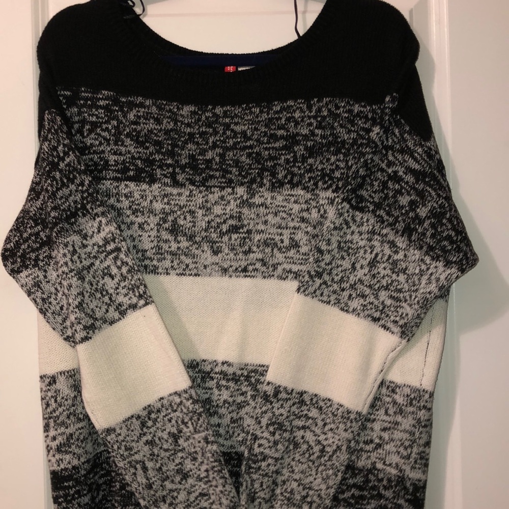 Black Gray and White striped knit sweater